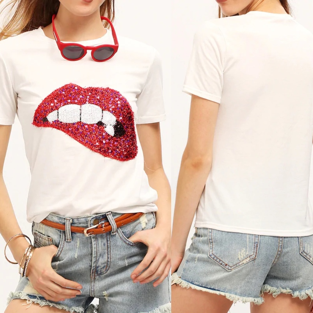 Sequin Lips T-Shirt